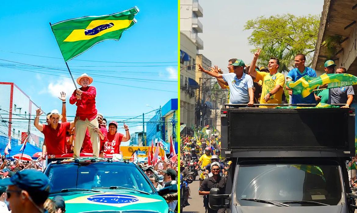 Brasília (DF), 10/10/2026 - Candidatos Luiz Inácio Lula da Silva e Flávio Bolsonaro durante campanha para o segundo turno das Eleições 2026