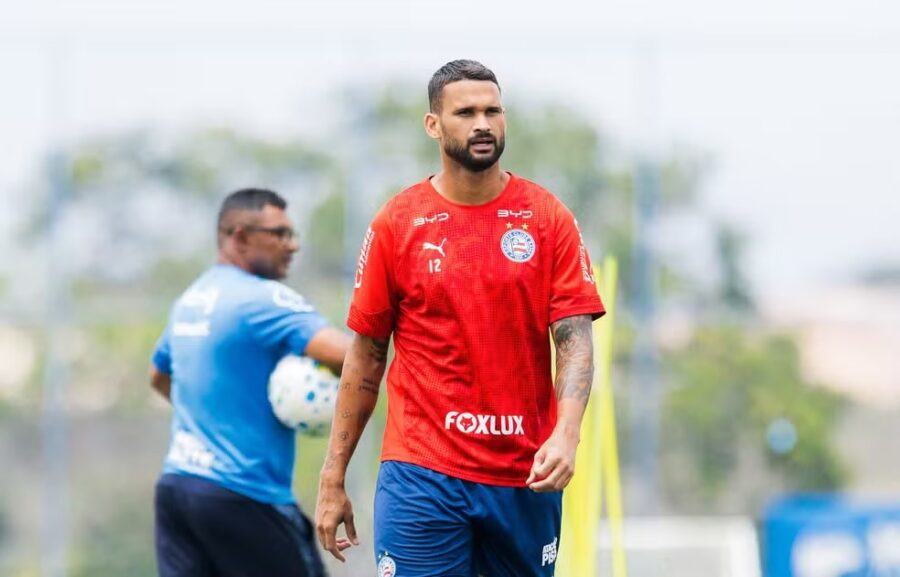 Willian José em treino do Bahia na Cidade Tricolor.